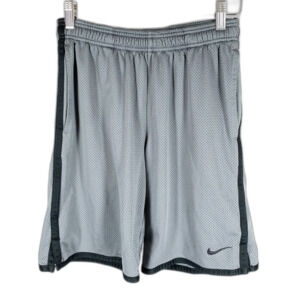 Nike Dri Fit Boys S Athletic Shorts Gray Knit Mesh Black Trim Sporty Athleisure